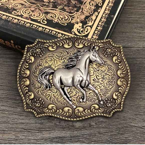 New Bronze Color Western horse Belt Buckle Fits 1.5" Inches Belt - Picture 2 of 6